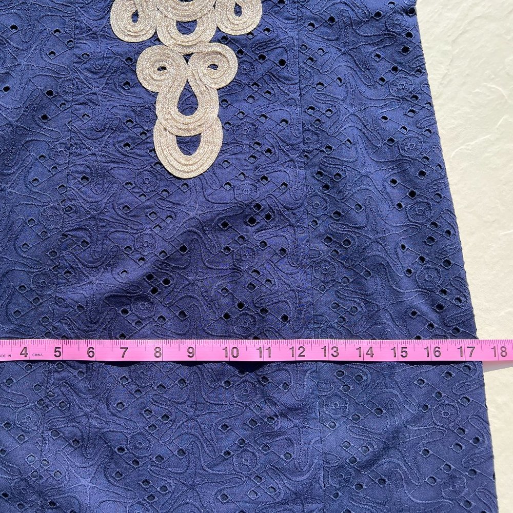 Stunning Lilly Pulitzer Starfish Eyelet True Navy Emery Shift Dress NWT Size 0 - Picture 7 of 10